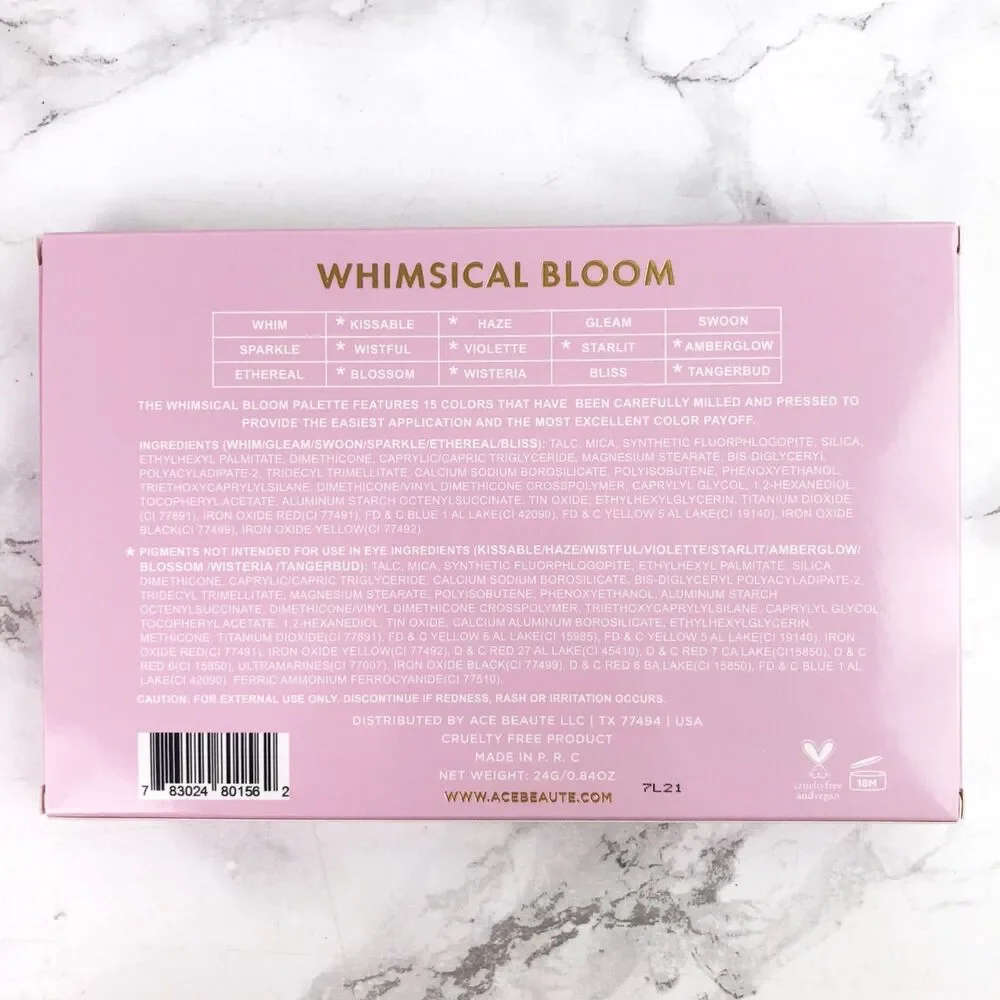 NIB Ace Beaute Whimsical Bloom Eyeshadow Palette Pastel Bright Fairycore